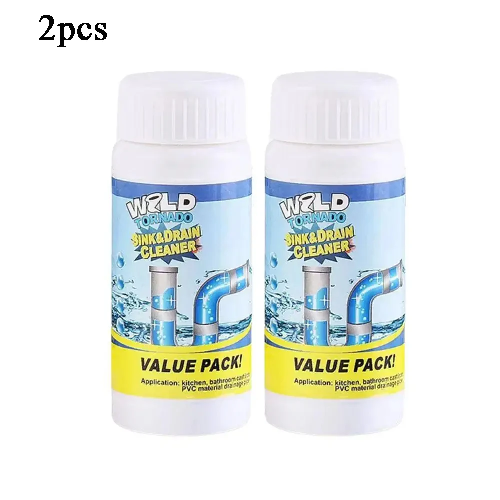 2pcs Sink & Drain Cleaner Powerful Pipe Dredging Agent Fast Foaming Sink and Drain Cleaner for Kitchen Pipes Pipe Tunnel Powder