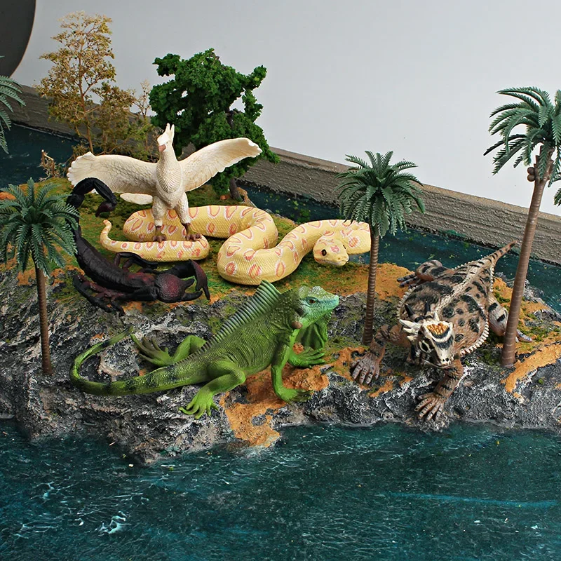 Figurines d'action miniatures d'iguane verte, phénix, scorpion, lézard à cornes, jouets éducatifs d'Auckland, quelque part chirurgie tionné, simulation