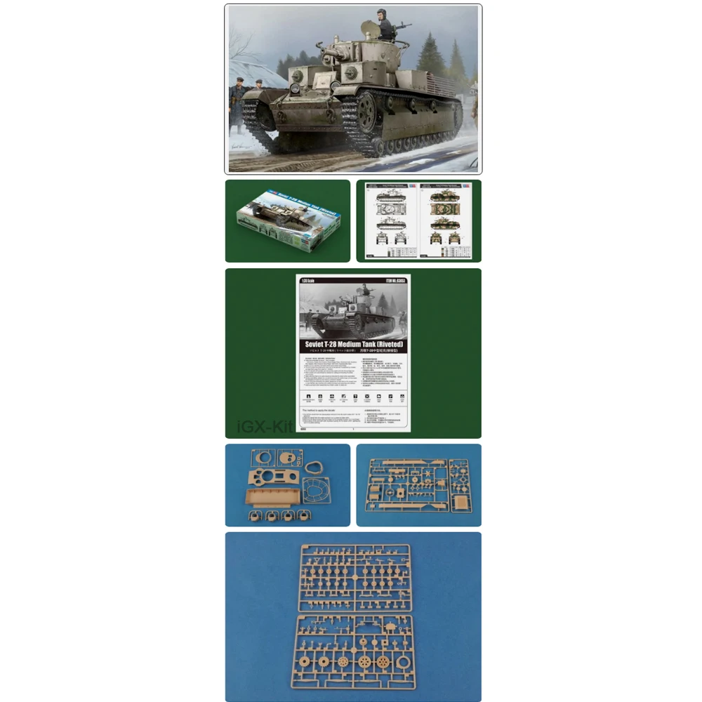 Hobbyboss 83853 1:35 Scale Soviet T-28 T28 Medium Tank Riveted Type Vehicle Plastic Model Building Kit Hobby Craft Making