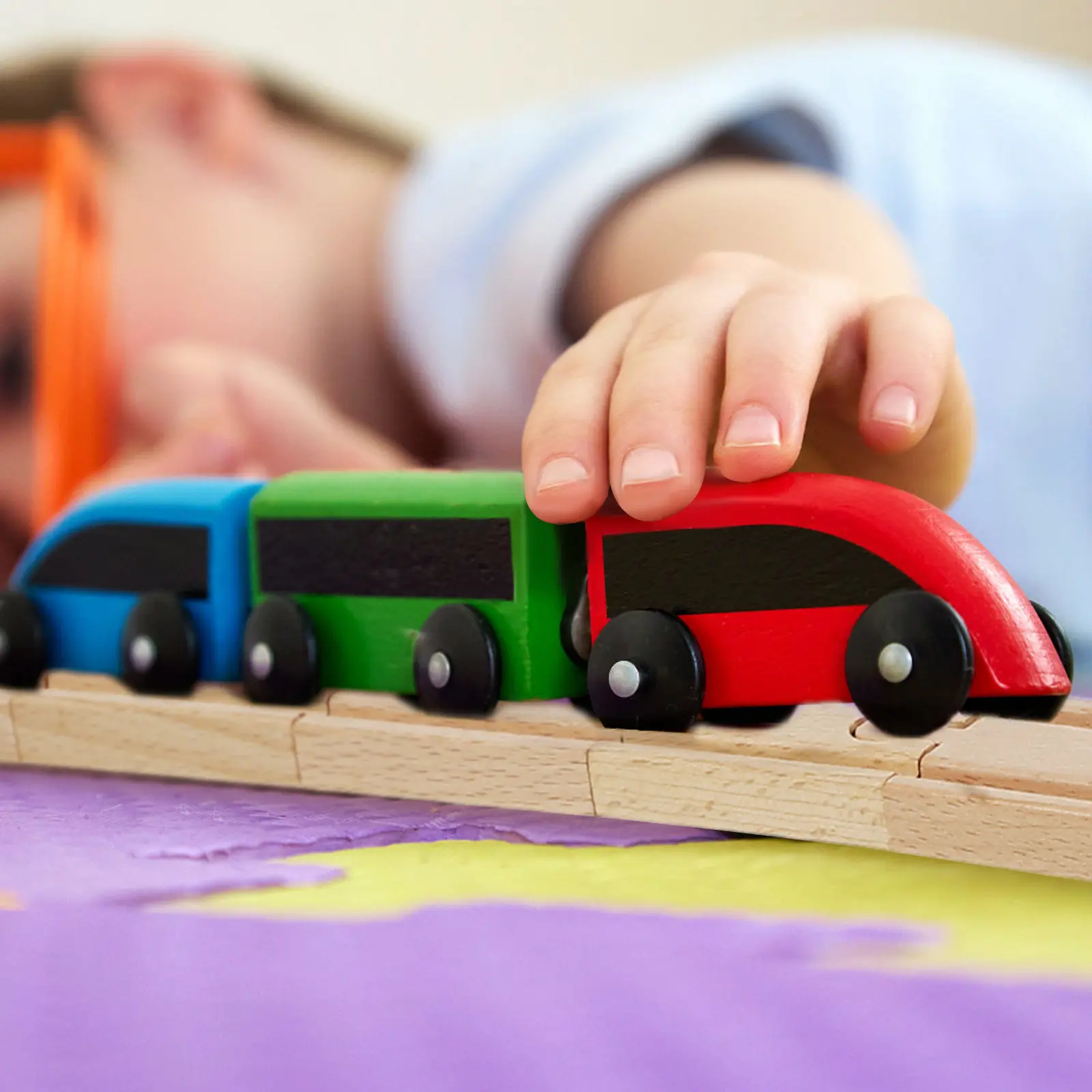 

8Pcs Wooden Railway Track Pieces Smooth Surface Premium Craftsmanship Train Track for DIY Train Scene Building