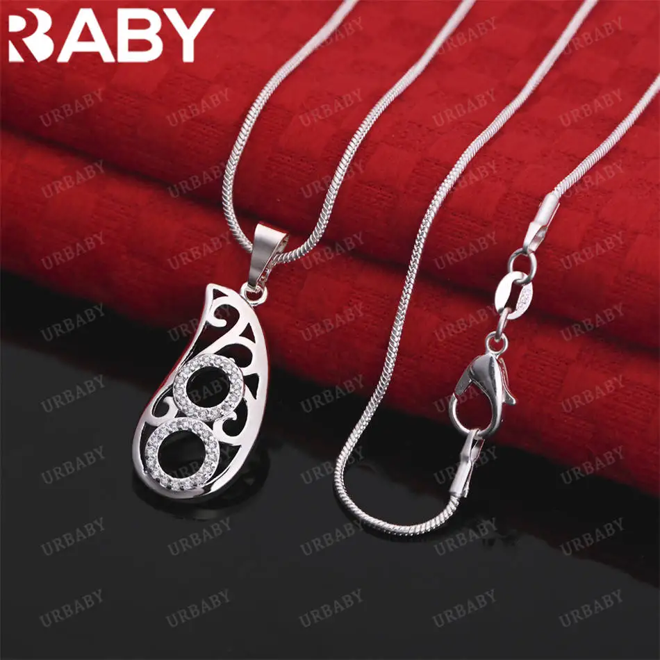 

URBABY 40-75cm 925 Sterling Silver Zircons Pendant Necklace For Women Men Charm Trend Birthday Gifts Fashion Party Fine Jewelry