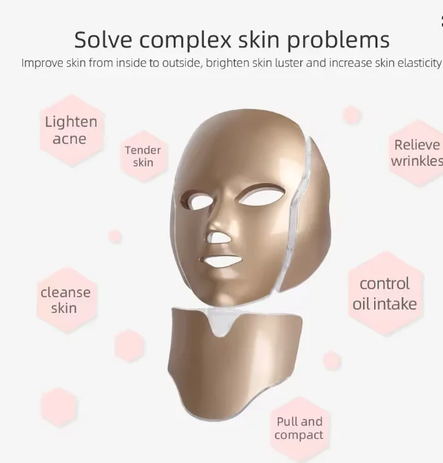 

7 couleurs LED masque visage avec cou LED beauty equipment Lifting F