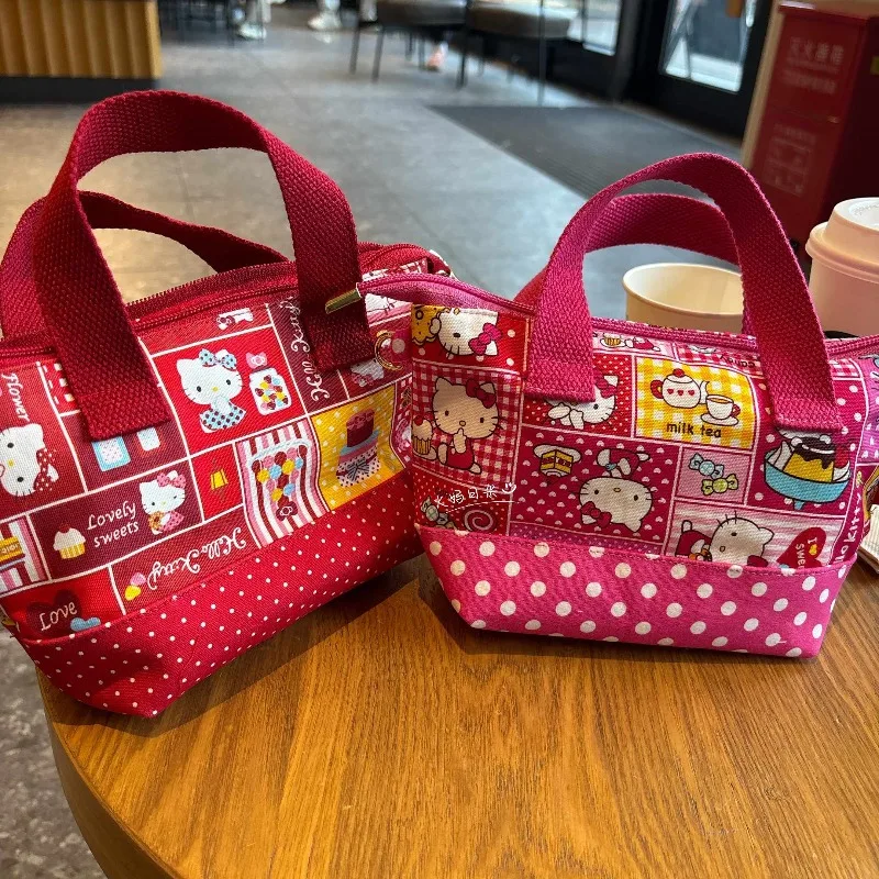 

Хлопковая ткань, сумка с принтом Hellokittys для девочек, портативная сумка для хранения ключей для мобильного телефона, сумка для офисного работника, ланч-бокса