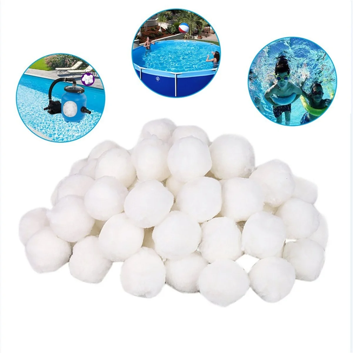 Pool Filter Balls, Pool Filter Sand Substitutes, Environmentally Friendly Filter Media Balls, Fiber Ball Filter Media(A)