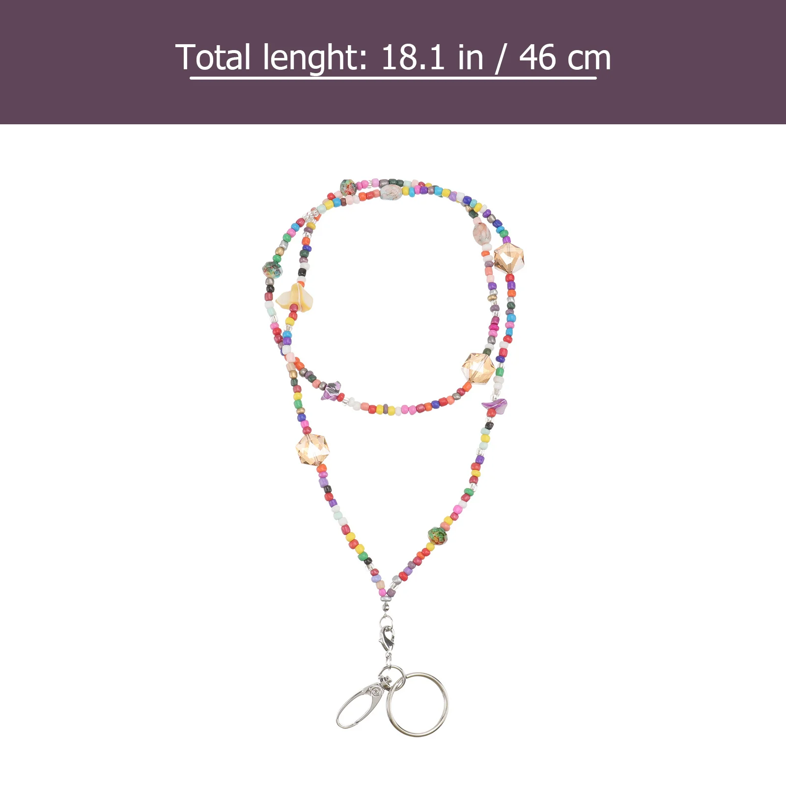 

1Pcs Fashionable Key Lanyard Colorful Glass Beads DIY Neck Decor for Work Cards Name Tags Bag Keychain Jewelry
