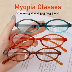 Finished Ladies Myopia Glasses Vintage Oval Small Frame Anti Blue Light Nearsighted Eyewear Prescription Minus Eyeglasses To-4.0