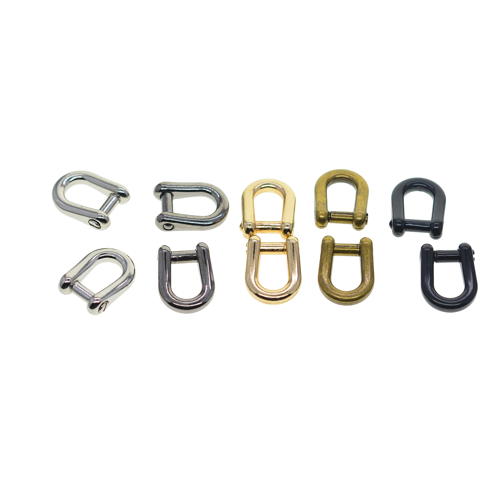 

10 PCS assorted color mini 6mm alloy screw pin lock U hook shackle leather bangle connector joint keychain lanyard FOB EDC DIY