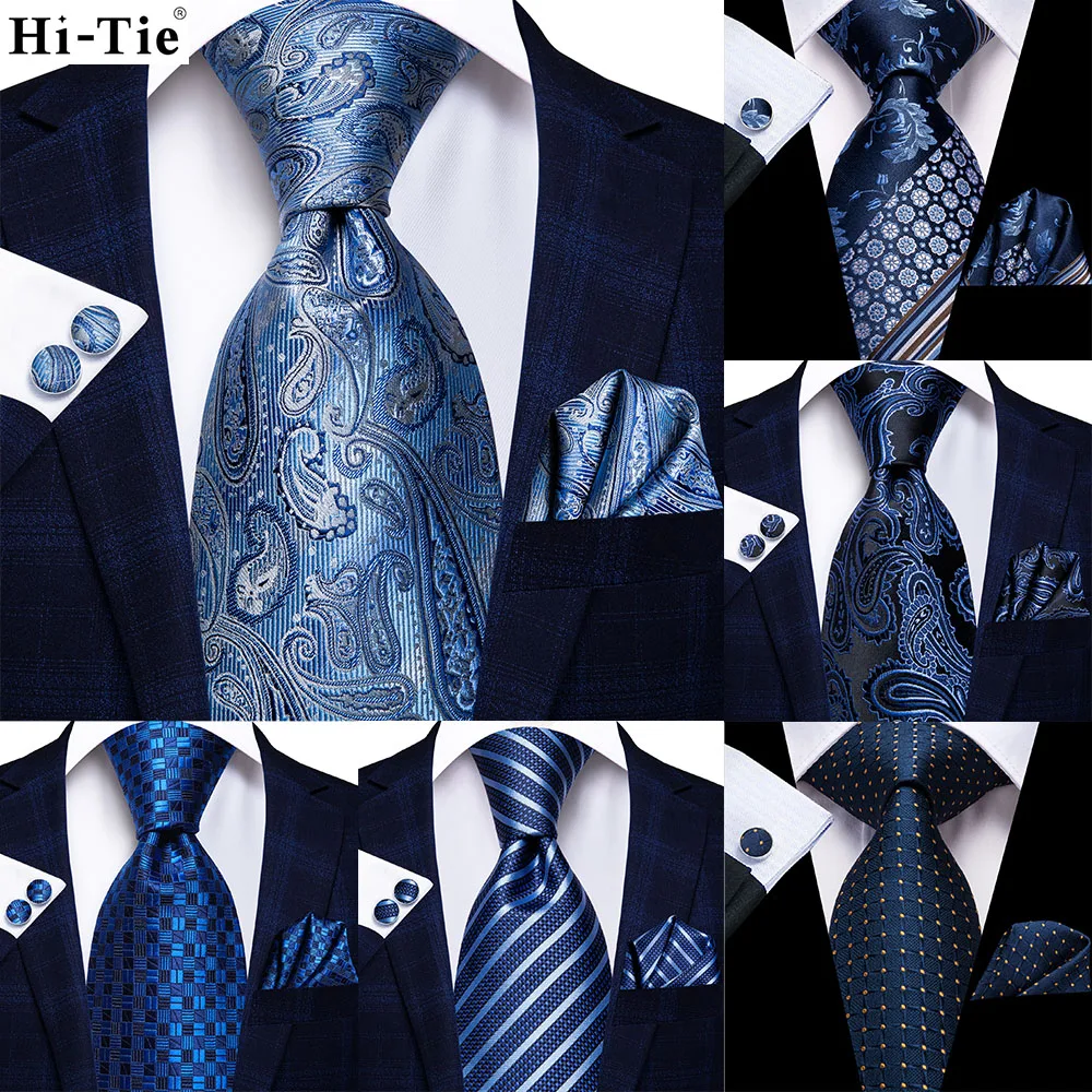 63inches 160cm Silk Mens Tie Set Extra Long Ties for Men Handkerchief Woven Classic Silk Men's Necktie Pocket Square Set Hi-Tie