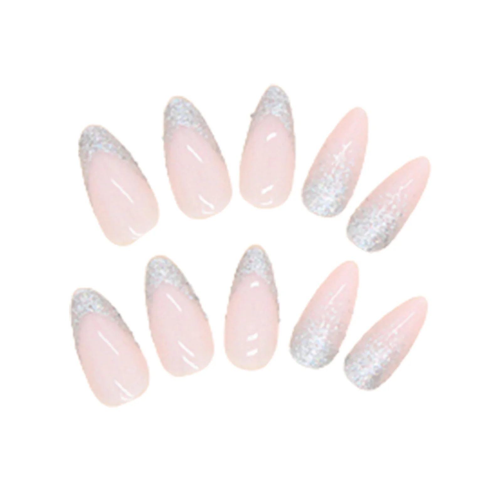 Glitter Decor Light Pink False Nails with Harmless and Smooth Edge Nails for Manicure Lovers and Beauty Bloggers