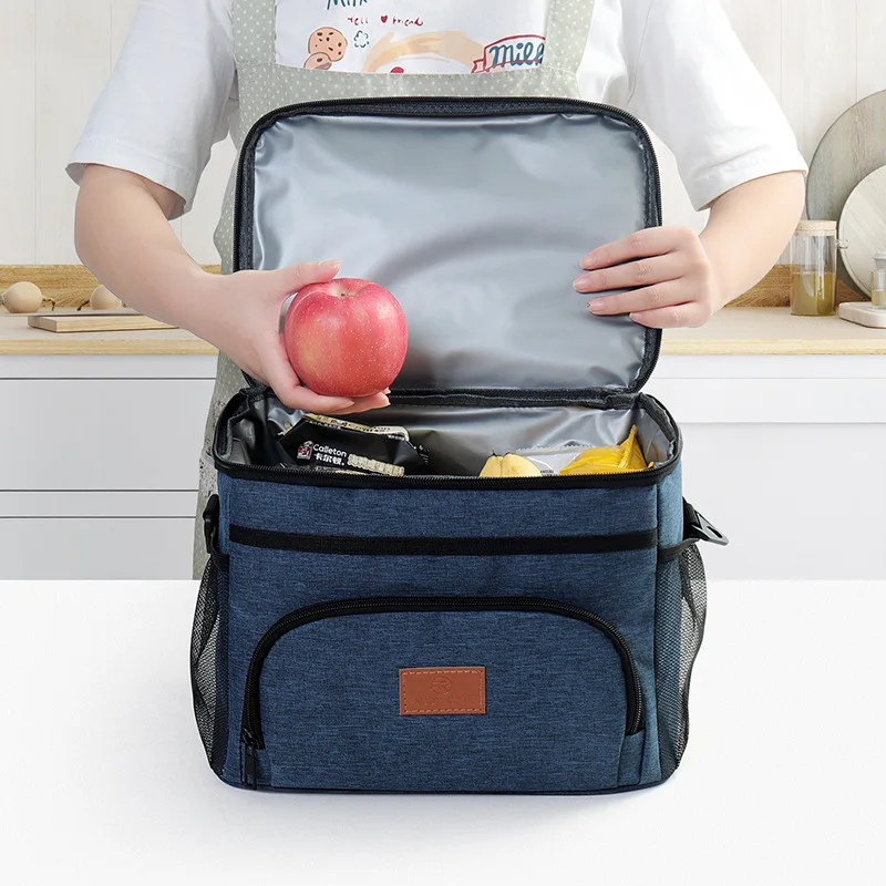 Insulated Lunch Tote Leakproof Thermal Food Delivery Large Capacity Lunch Box Cooler Bag Office Work Picnic Beach Lunch Box Bag
