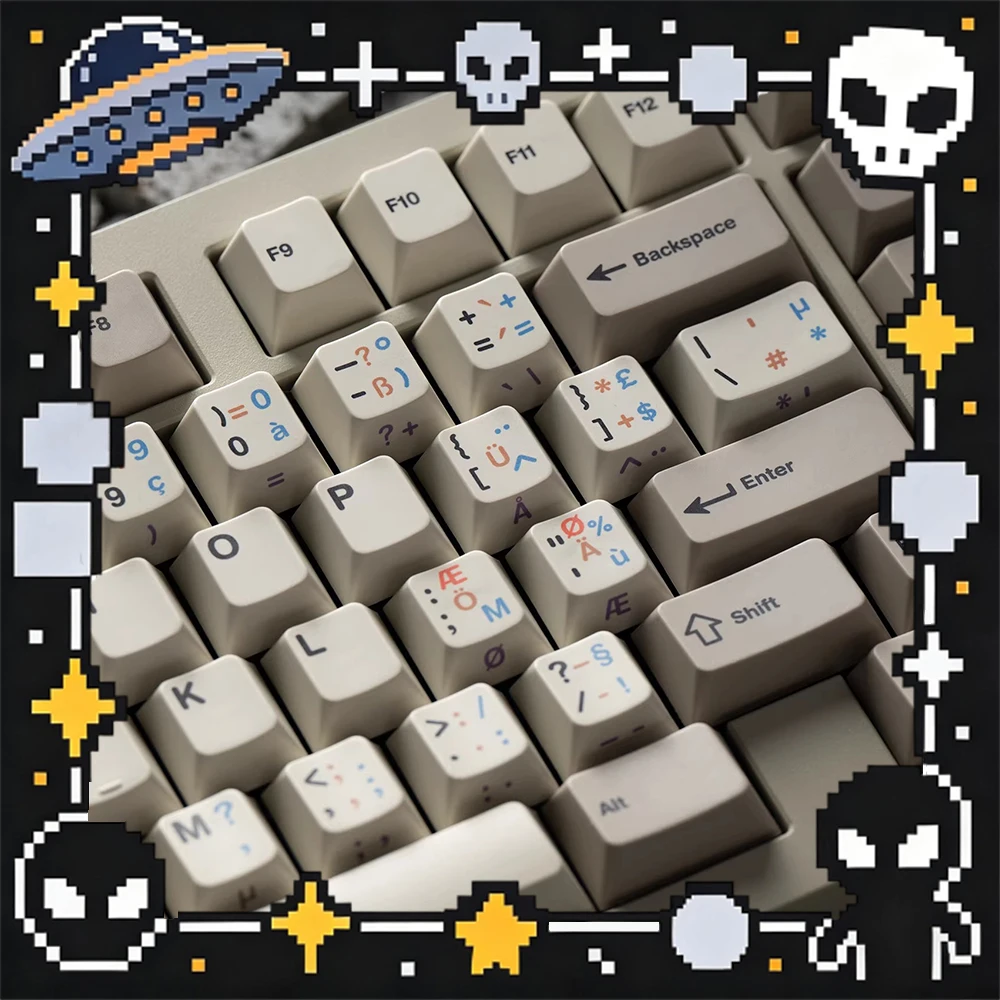 PBTfans Doppelganger Multilingual PC Keycaps Sublimation Retro Keyboard Keycaps Pbt Original Factory For PC Accessories Gifts