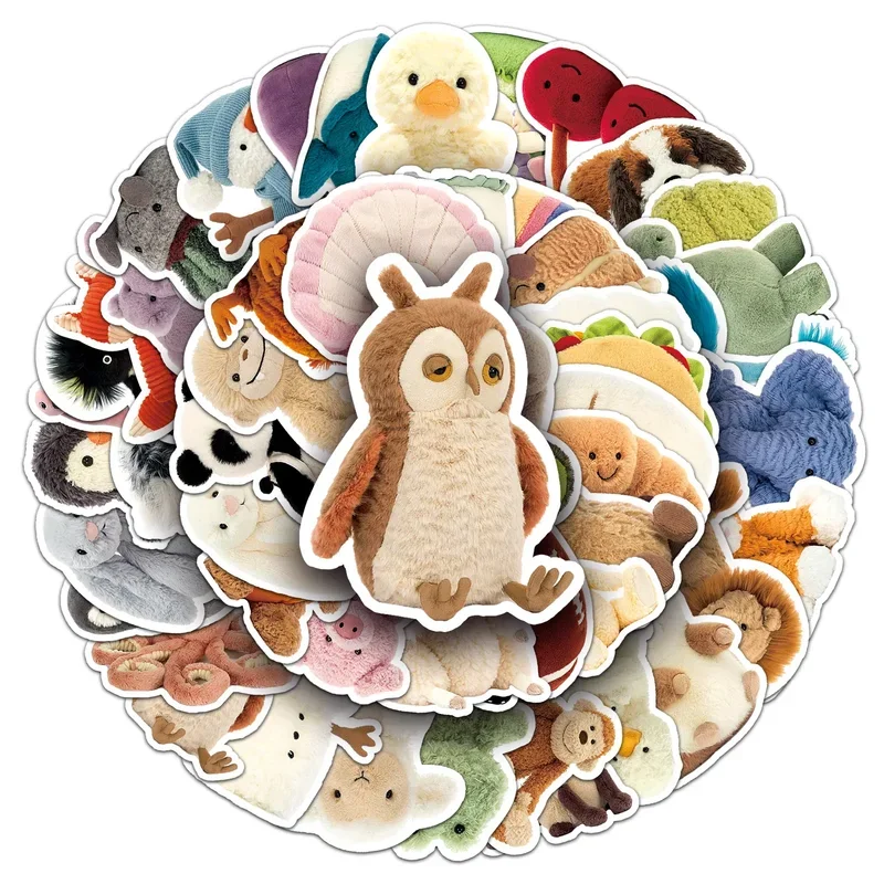 10/30/50Pcs Jellycat Cartoon Doodle Stickers Cute Doll Decorations For Water Cups And Mobile Phones Unique Cross-Border Design