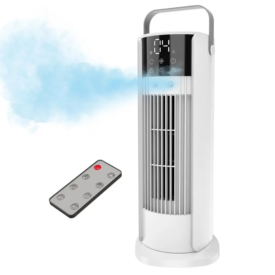 

Вентилятор-увлажнитель, резервуар 700 мл, 90-градусный осциллирующий вентилятор с пультом ДУ, безлопастной настольный вентилятор, 4 скорости, таймер, охлаждающий вентилятор для спальни, рабочего стола