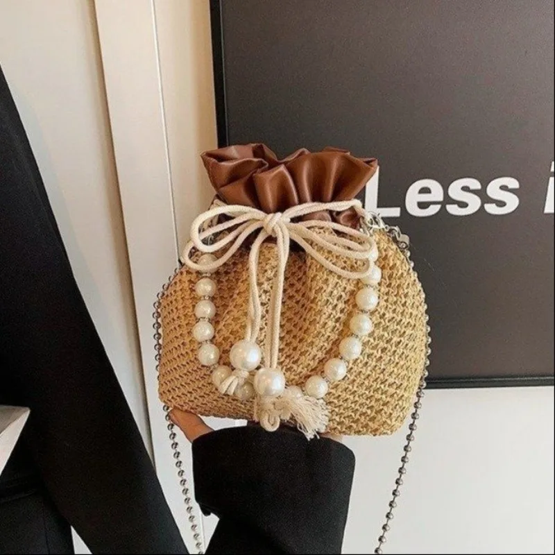 

Beading CHAINS Fashion Shoulder Bags Exquisite Party Casual Ladies Bags on Sale 2025 High Quality String Hollow Women's Handbags