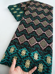 Telas bordadas de encaje de gasa suiza nigeriana con piedras, vestidos de fiesta africanos para mujer, costura de alta calidad 2025, 2,5 yardas 4506
