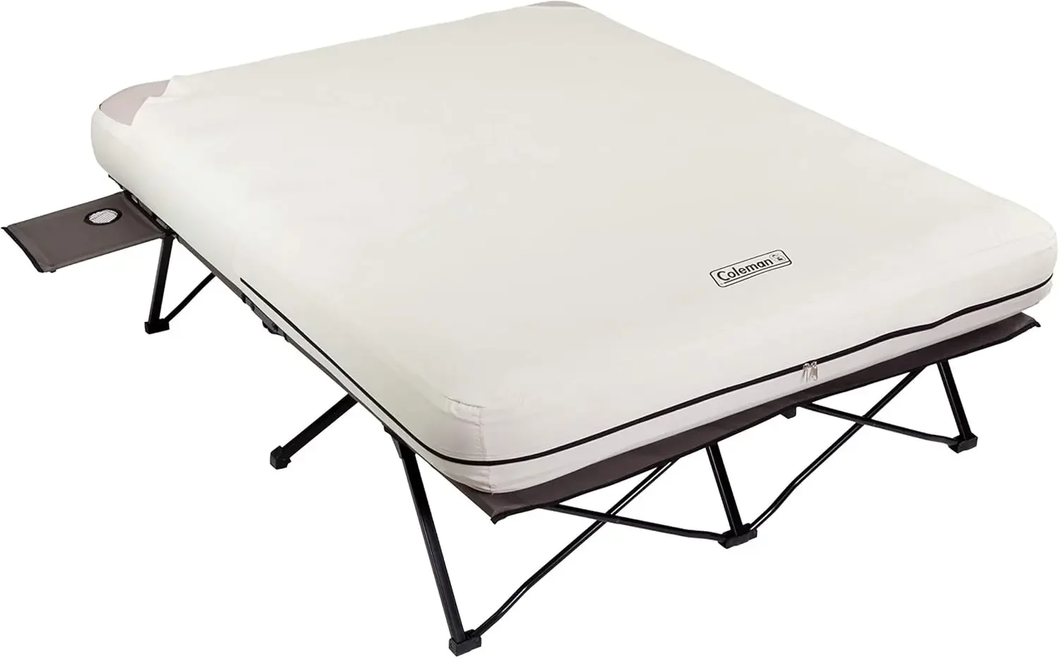 Cots for Adults with Camping Air Mattress, Folding Air Mattresses Set, Battery-Operated Pump & Side Table for Ou