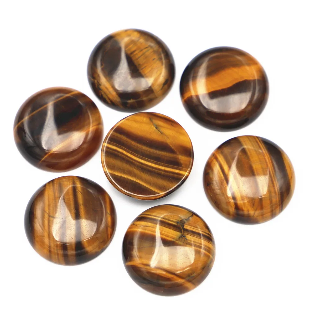 30mm Natural Stone Tiger Eye Round Cabochon Beads Fit DIY Earring Bracelet Jewelry Making Finding Wholesale Free Shipping 12Pcs