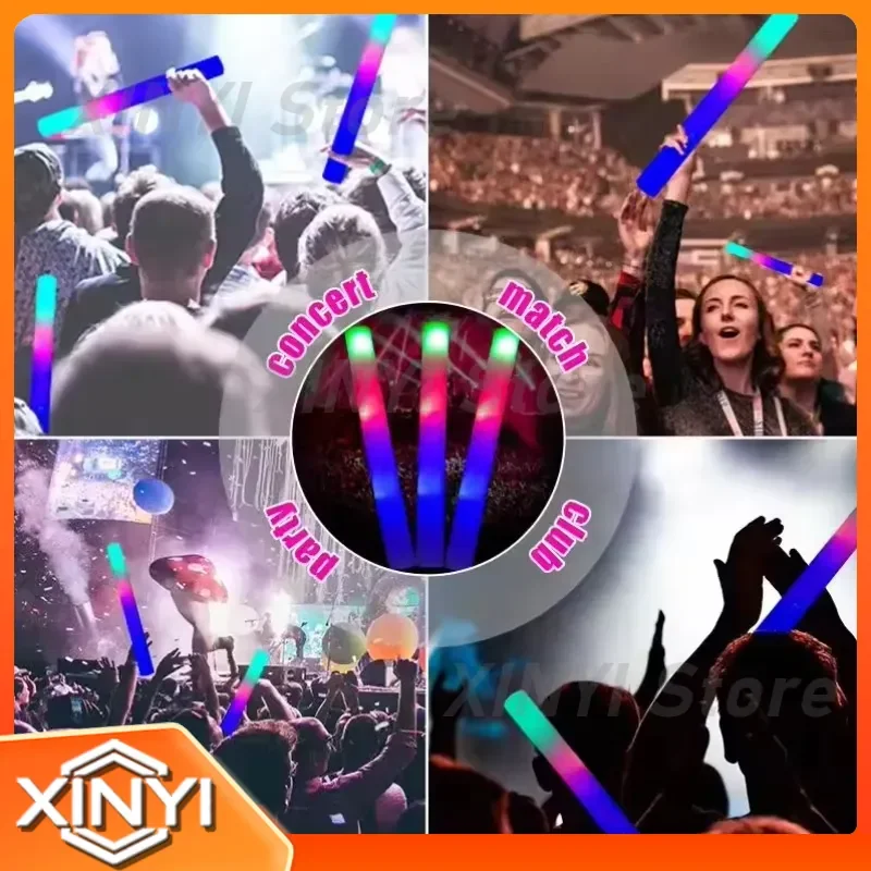 for Halloween New Year Party Supplies Multi-Color LED Glow Foam Stick Light up Baton for Wedding Concert Promotional