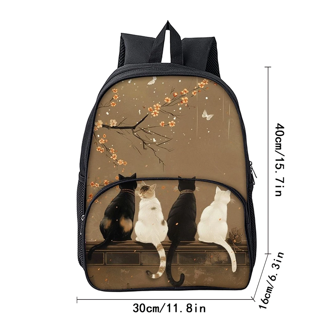 Cute 2D Cartoon Cat School Backpack for Boys Girls Fashionable Front Pocket Zipper Closure Waterproof Feature Best Gift Idea