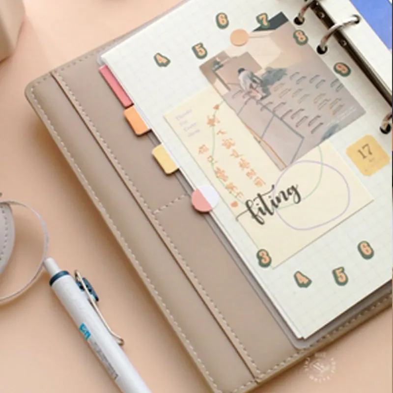 A6 A5 PU Leather Loose Leaf Notebook Cover Macaroon Color Diy Journal Agenda Planner Cover 6 Ring Binder Notebook  Stationery