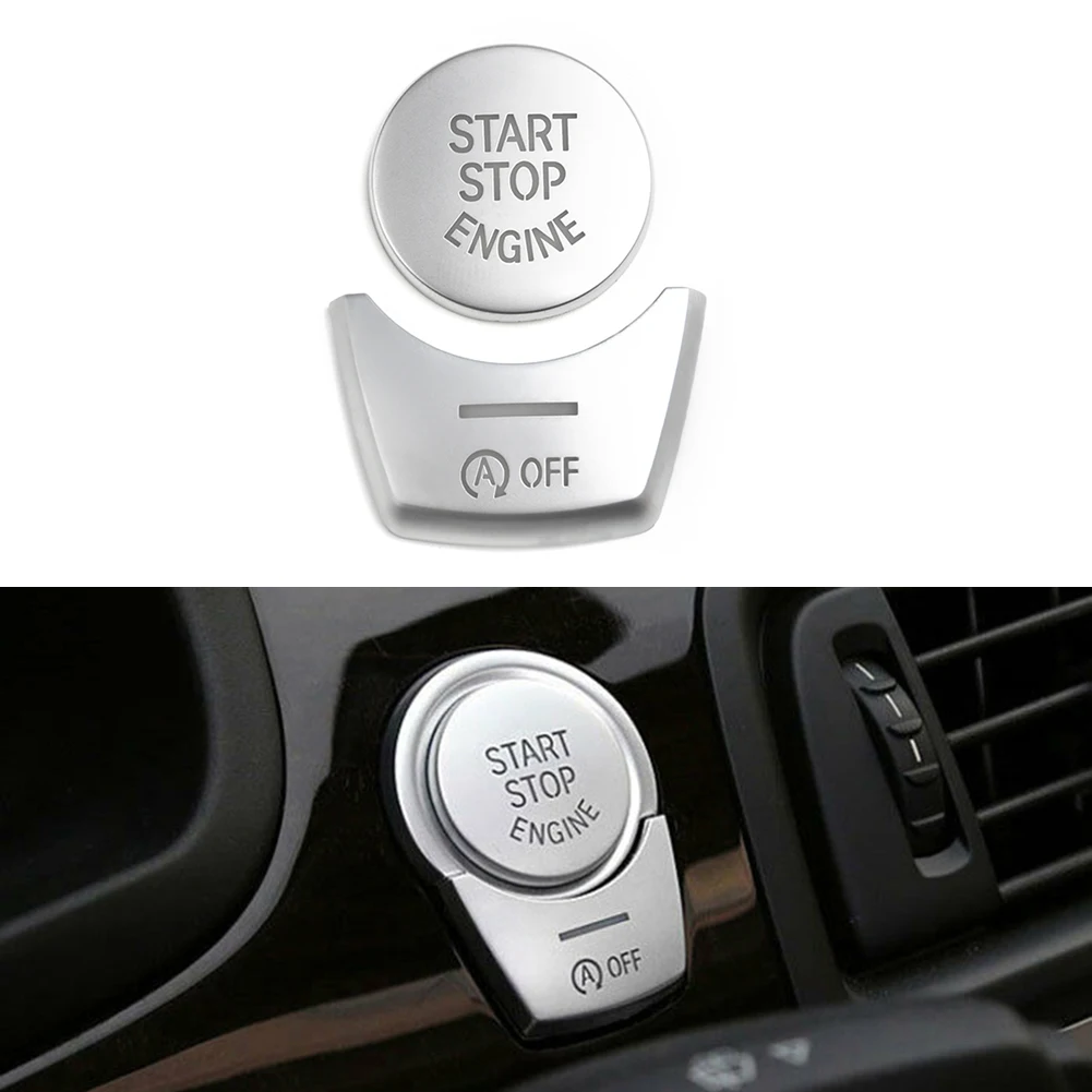 2pcs Start Stop Push Switch Button Cover Sticker Chrome Engine Button Interior Decoration Trim Sticker For BMW 5 Series F10 F07