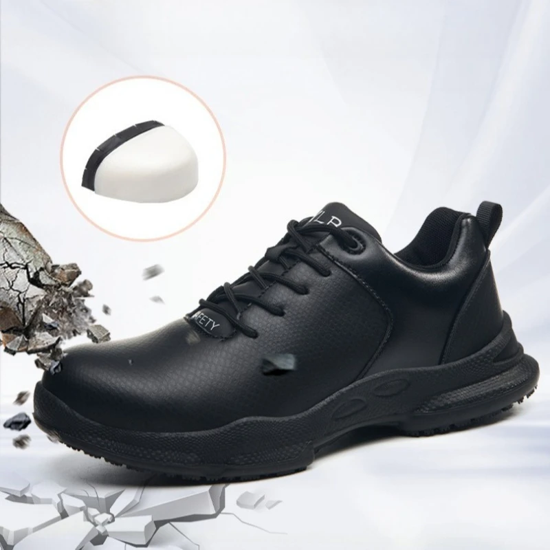 

Autumn New Anti-crush Anti-puncture Work Shoes Men Comfortable and Anti-slip Chef Shoes Plastic Steel Lightweight Work Sneaker