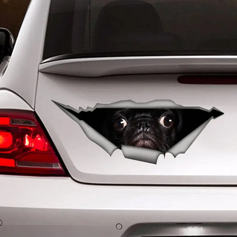 Pug sticker, pug car decal, Vinyl decal, car decoration, pet decal, dog sticker