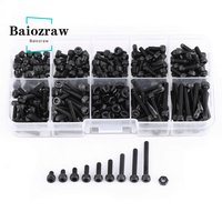 3D Printer Screw 280 pcs M3 Cap Head Hex Socket Bolt Screw Nut DIN912 Black Steel l Hexagon Cylinder Bolt Kits