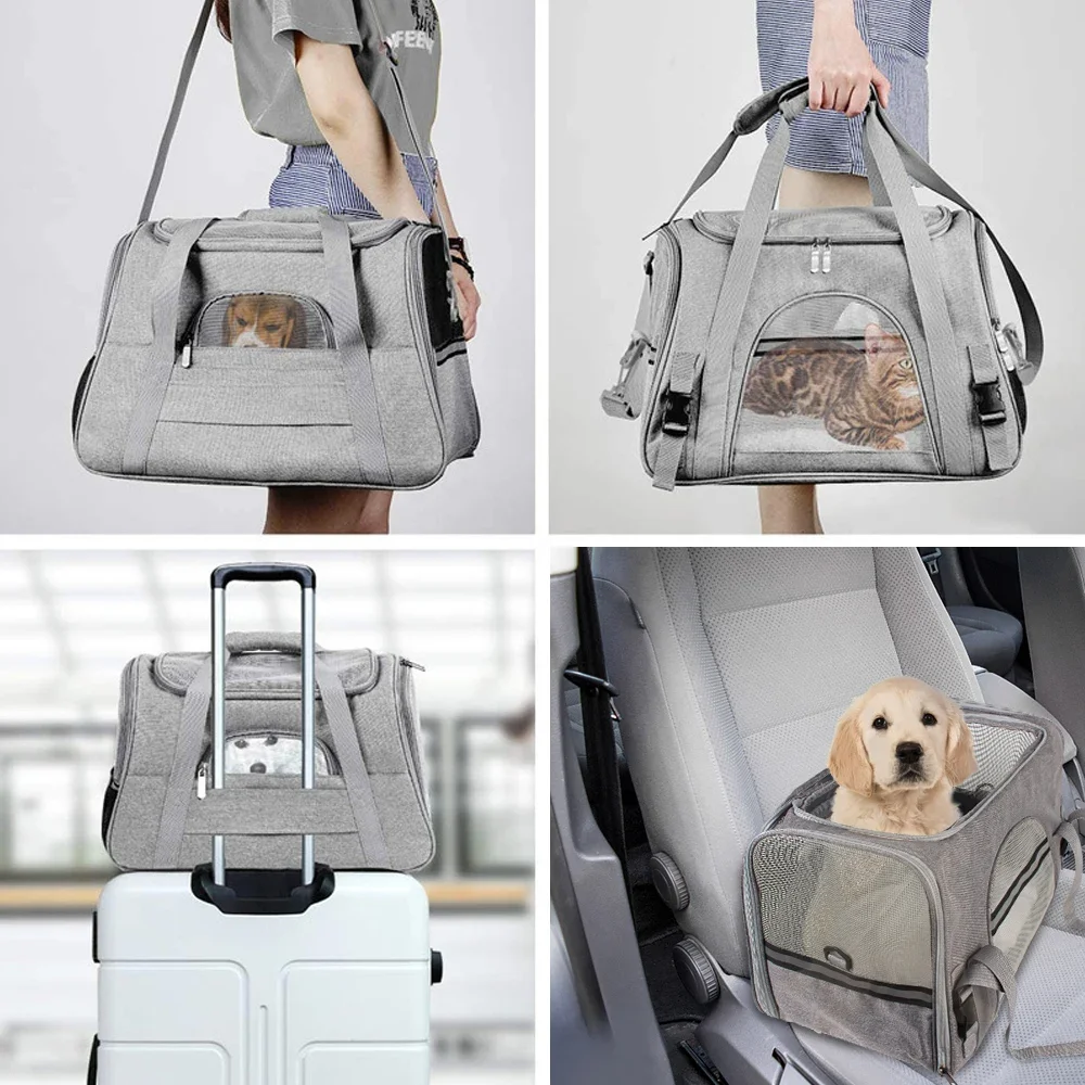 

Outdoor Travel Soft Pet Carrier Bag Foldable with Safety Zippers Puppy Cat Backpack Pets Handbag Dog Cat Products Breathable