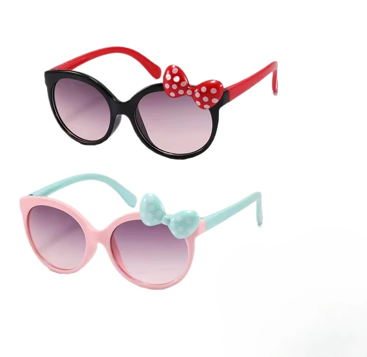 güneş gözlüğü Trendy Yuvarlak Çerçeve Moda Gözlük, Sevimli Taze Yay Dekor, childGirls Doğa Sporları steampunk Sevimli Y2K UV400