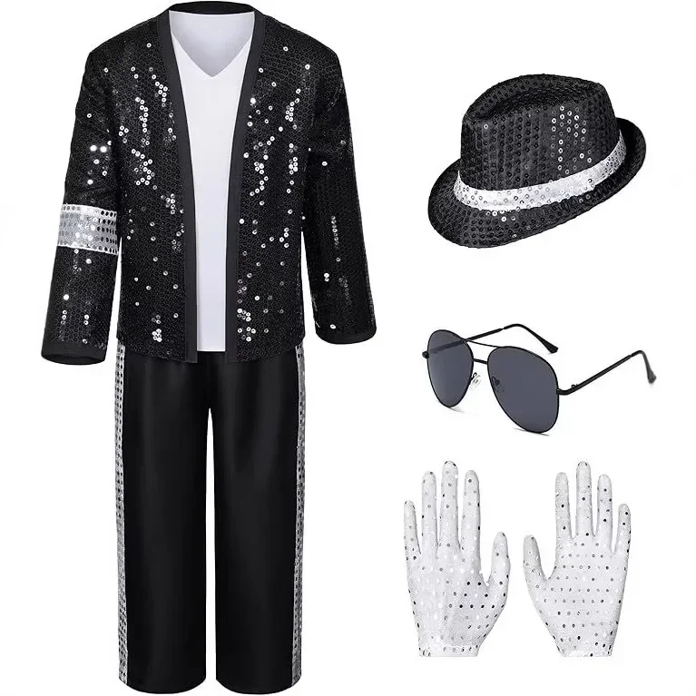 Adult Michael Jackson Cosplay Costume Wig Black Fashion Stage Clothing full set Adult Ma 2026Woman 90s Hip Hop Halloween Outfit view 6
