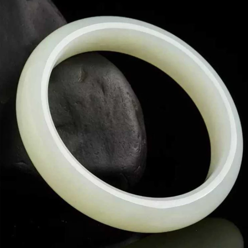 

New Blue and White Jade Flat Strip Women's Jade Bracelet, Temperament Fashionable