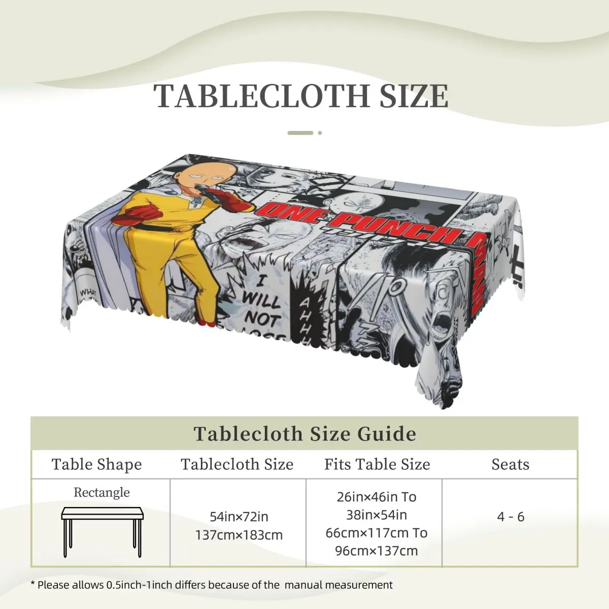 Anime One Punch Man Tablecloth Restaurant Kitchen Rectangular Tablecloth Festival Party Decorations Outdoor Dining Table Cover