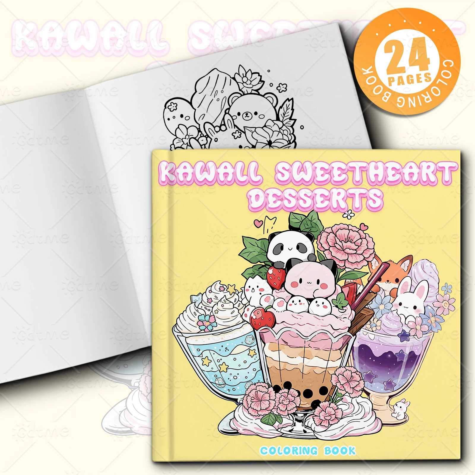 KAWALL SWEETHEART DESSERT Coloring Book for Adults Featuring Cartoon Bold-easy Patterns for Relaxation Teen DIY Painting Drawing
