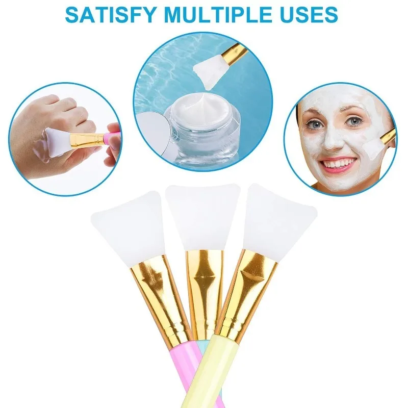 7Pcs DIY Face Mask Brush Set Soft Applicator Brushes Makeup Tools Soft Fan Facial Brushes Acid Applicator Brush Silicone Brush