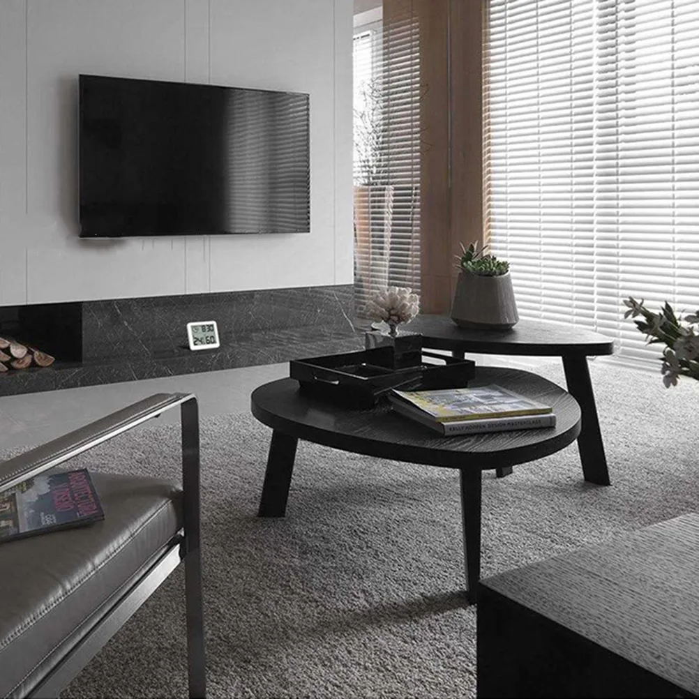 Termômetro interno higrômetro relógio ultra-fino branco casa escritório sala sem fio dispositivo de monitor de umidade temperatura