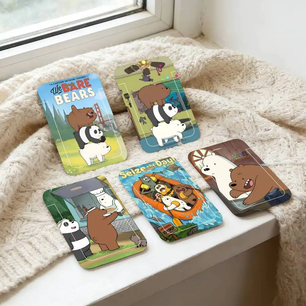 W-We Cartoon Bare Cute Bear - Funda para tarjetas de identificación con cordón, para mujeres, hombres, permisos de trabajo, estudiantes, niños, tarjetas de autobús
