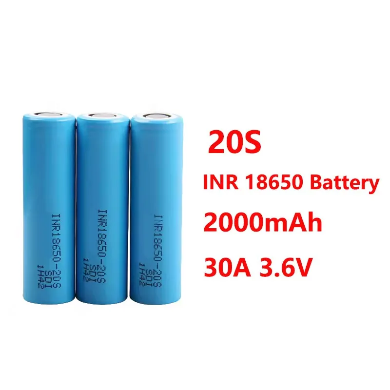 1-10pcs High Power 20S INR 18650 Battery 2000mAh 30A 3.6V Rechargeable Lithium ion Battery For Flashlight Games Console