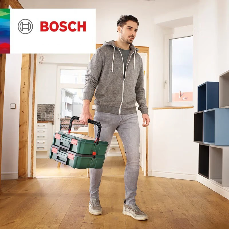 Bosch-caja de almacenamiento de accesorios de herramientas eléctricas, kit de herramientas de combinación multifuncional apilable, bolso de mano