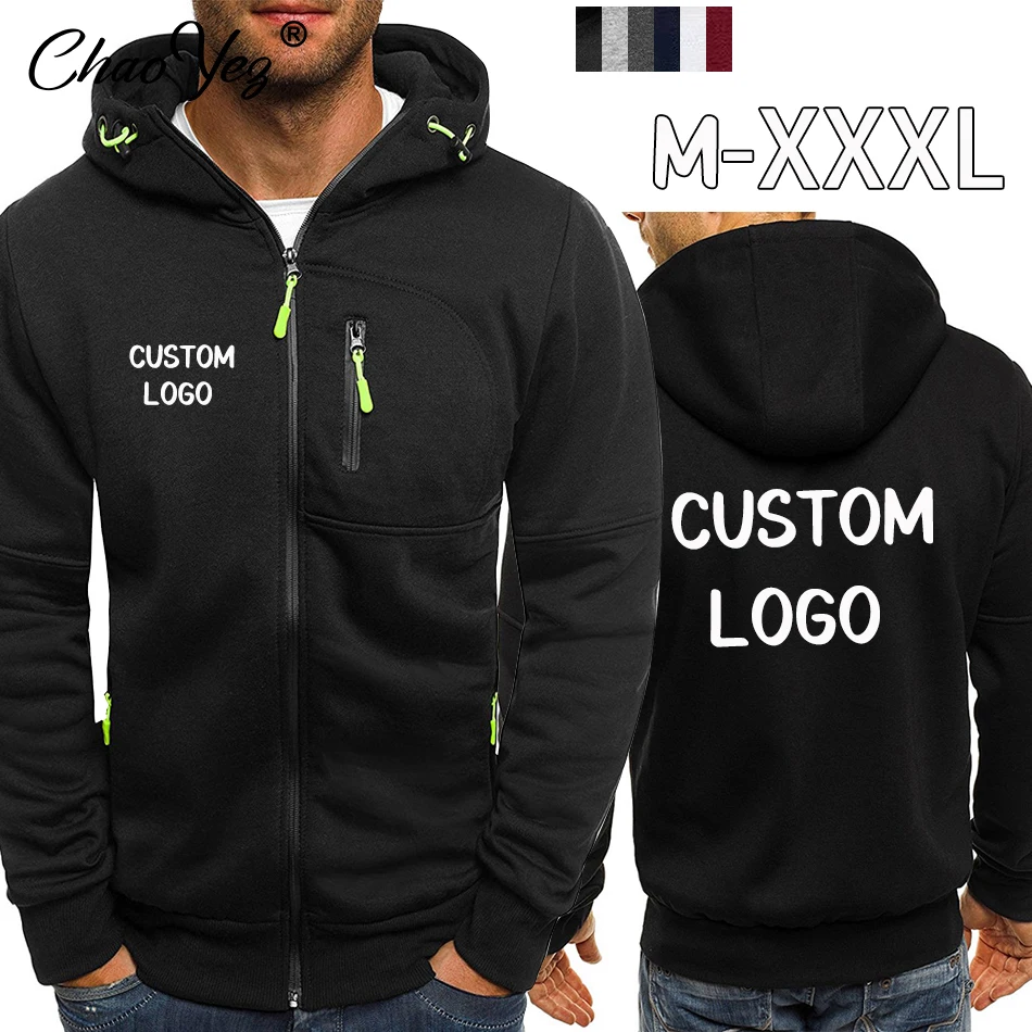 Custom Uw Logo Heren Rits Sport Hoodies Mannen Mode Cool Rits Dunne Jas Herfst Winter Casual Sportkleding Kleding 2023