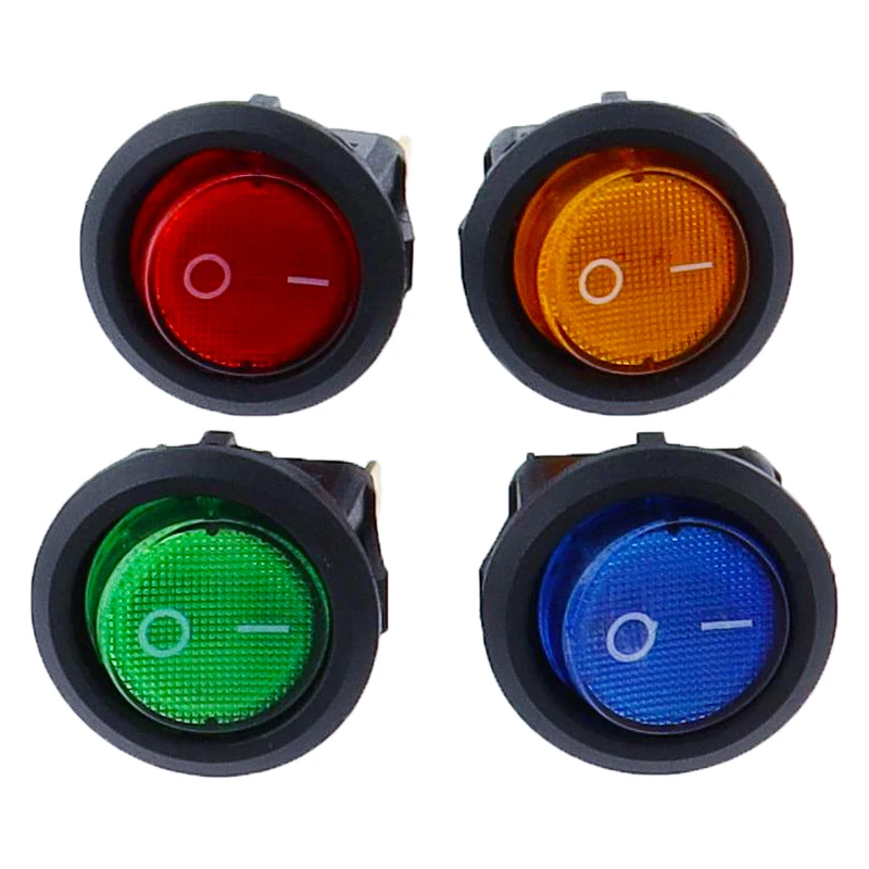 4Pcs 12V/220V Led Switch 16A 12V Light Switch Power Switch Car Button Lights ON/OFF 3pin Round Rocker Switch KCD1