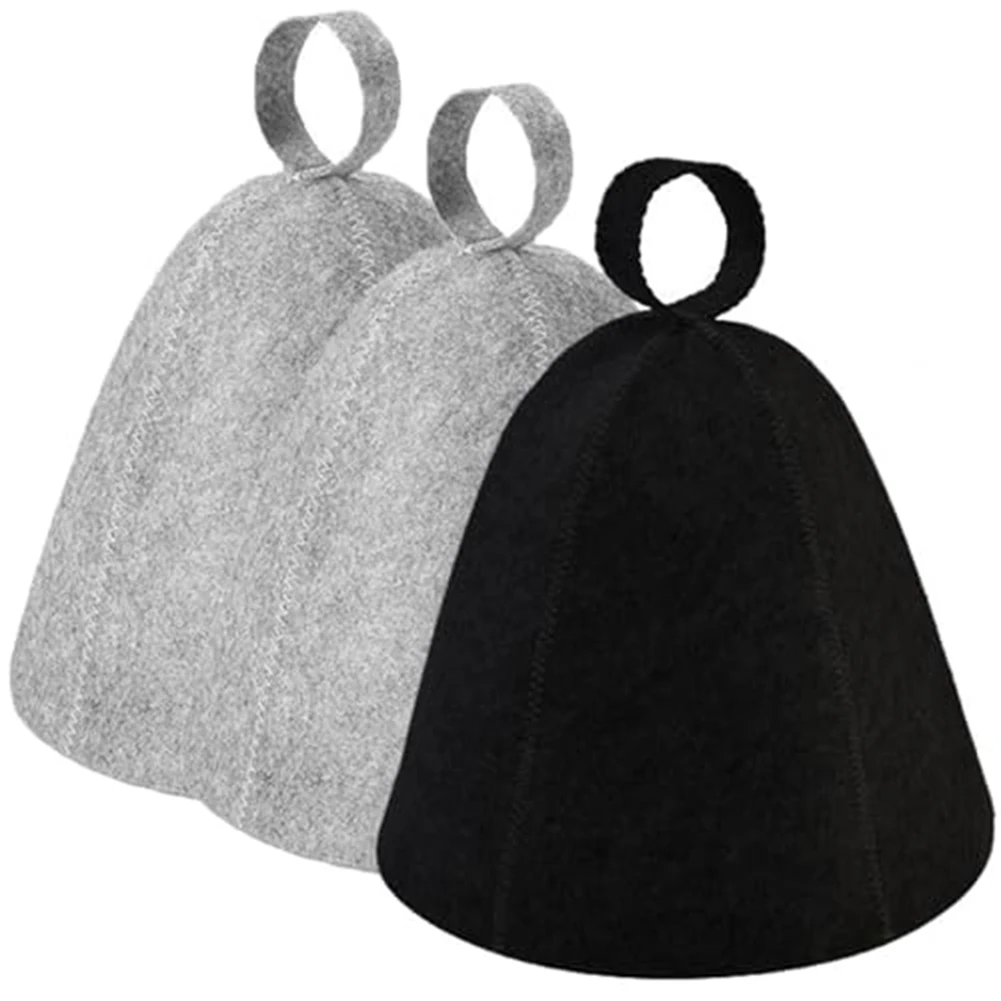 

Sauna Session Black Gray Gray Felt Sauna Hat Bath Cap Breathable Design Heat Protection Keeps Head Dry Moisture Absorbing