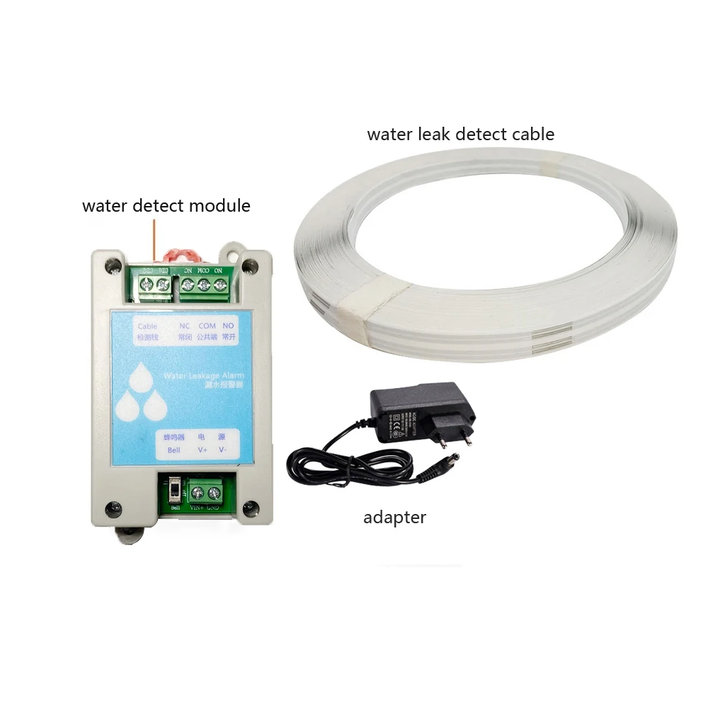 

1 комплект, детектор утечки воды 100-240 В переменного тока с плоским сенсорным кабелем, NC/NO, релейный выход сигнала, датчик утечки воды в склада