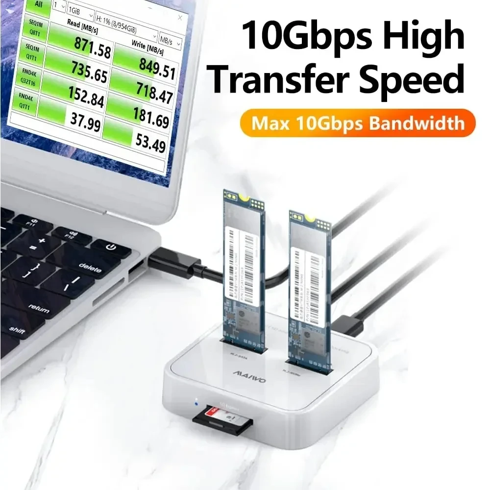MAIWO M.2 SATA NVMe SSD Docking Station Offline Clone M.2 Case USB3.1 Type-C M2 External Hard Drive Copy Disk Case for Pc Laptop