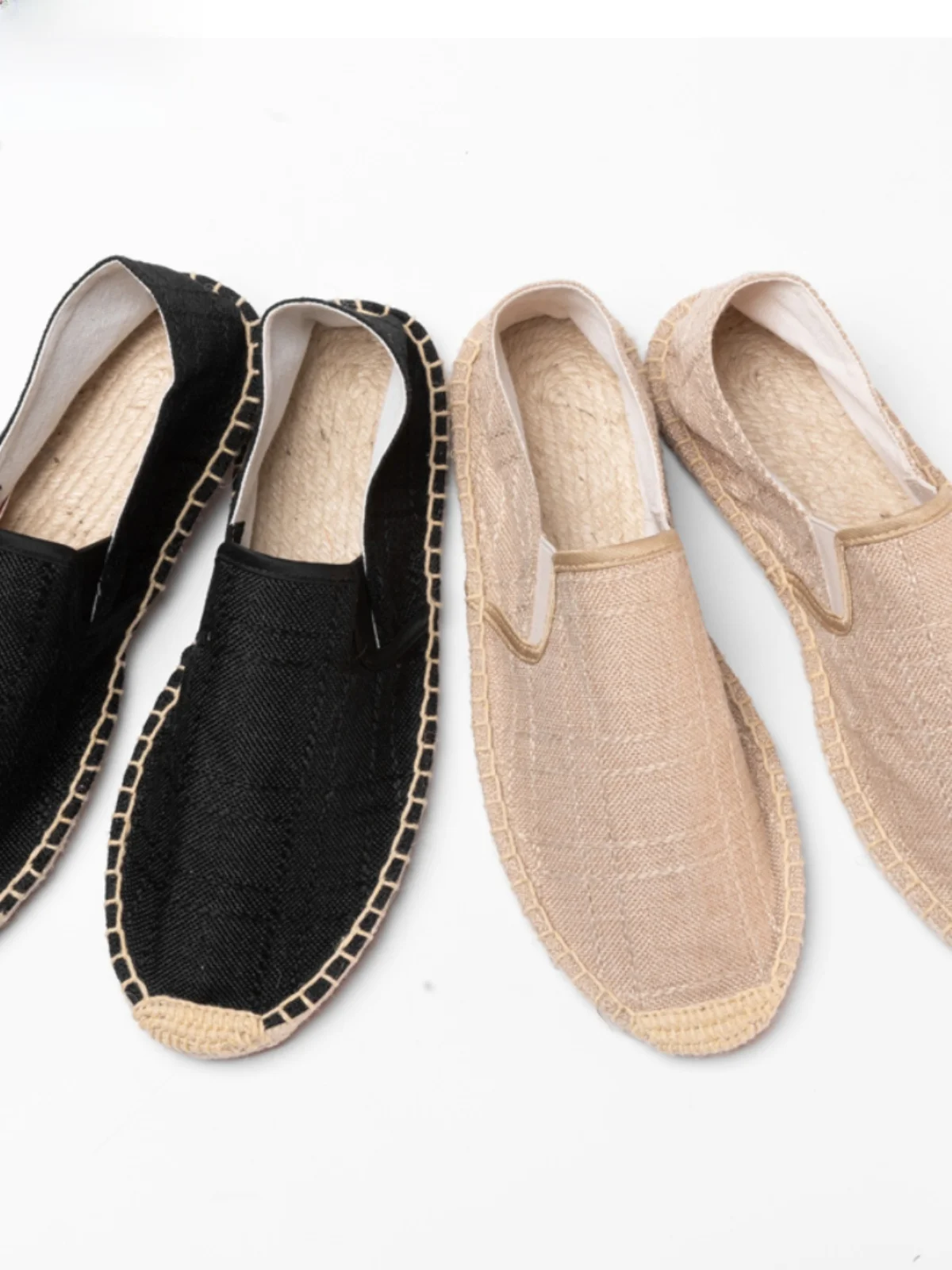 

Men's Summer Breathable Sweat Absorbent Anti-Odor Linen Sole Slip-On Cotton Linen Casual Grass Shoes Flat Heel Composite Bottom