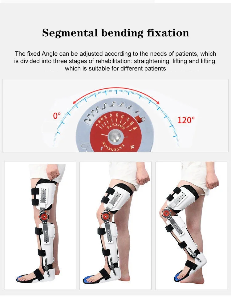 Rodillera ajustable tobillo pie soporte fijo muslo pantorrilla tobillo caminar fractura recuperación soporte de pierna
