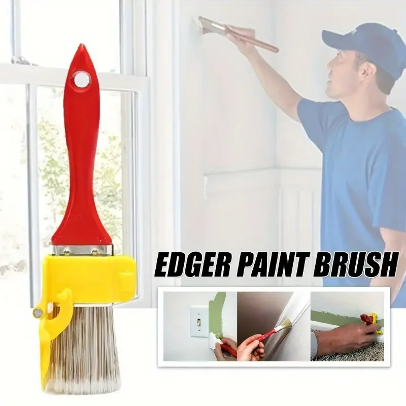 Precision Paint Edging Brush Set 1/2Pcs - Synthetic Wool Roller, Angled Trim Guide - DIY Interior Wall & Ceiling Painting