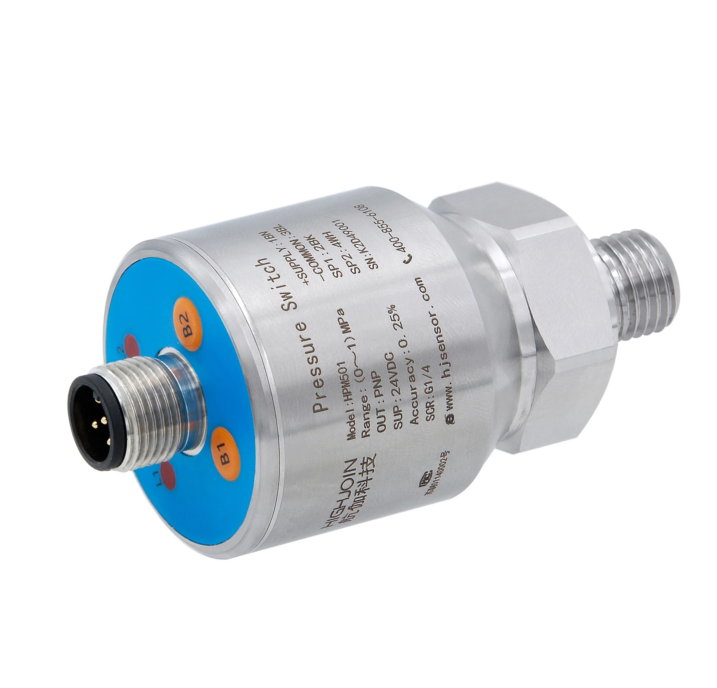 

HIGHJOIN High-Precision Pressure Point Detection Stainless-Steel Protection Grade IP66 HPM501 Compact PNP Pressure Switch