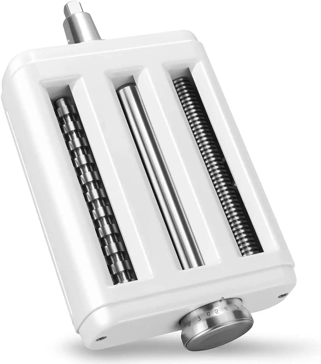 3-in-1 Pasta Maker Attachment for KitchenAid & Cuisinart Stand Mixers, Pasta Roller, Spaghetti & Fettuccine Cutter Set with Cleaning Brush, Stainless Steel view 2