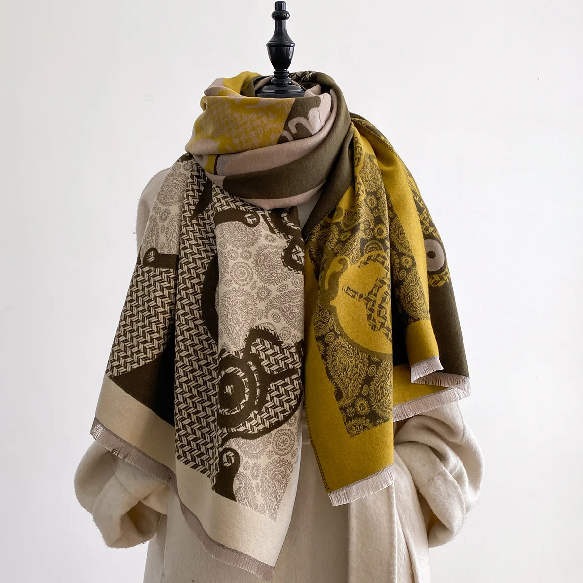 

Scarf Women Print Imitation Cashmere Warm Pashmina Foulard Luxury Scarves Wraps Thick Soft Bufanda Lady Shawl Fashion Winter